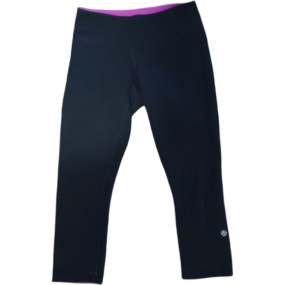 Lululemon Wunder Under Crop *Reversible Black / Paris Pink - Picture 7 of 8